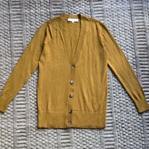 Loft Chartreuse Lightweight Cardigan Sweater | Small